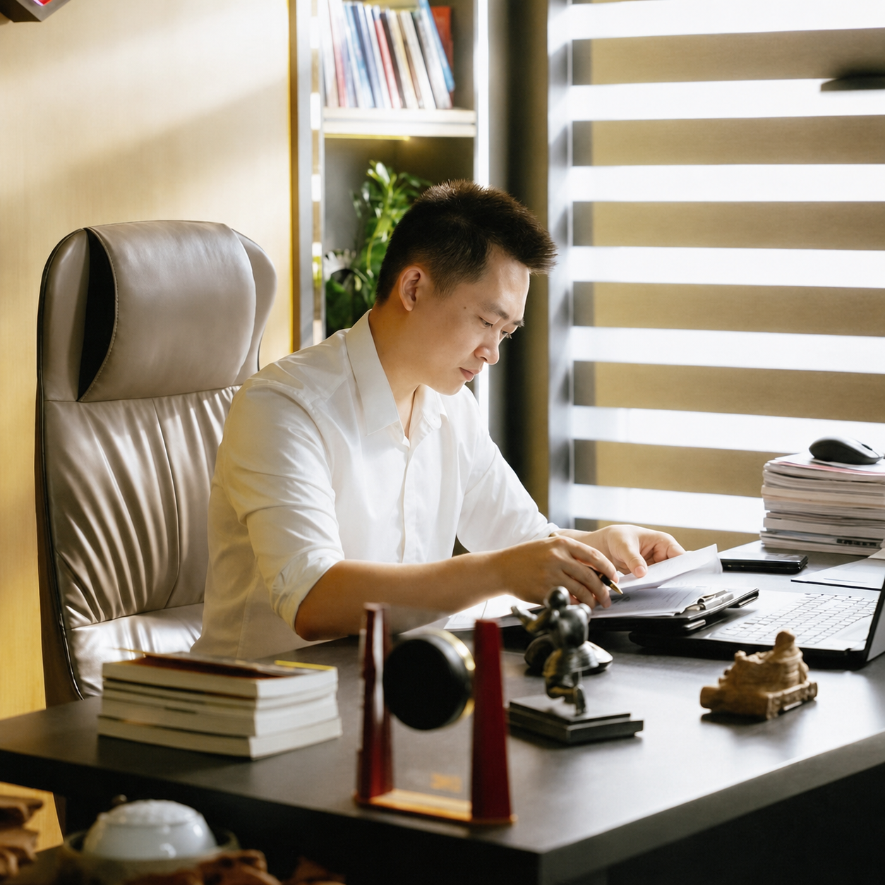 Nguyễn Việt Anh làm việc tại văn phòng ABT